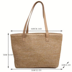 Straw Woven Summer Tote Bag Large Capacity Beach Shoulder Bag Women's Handbag