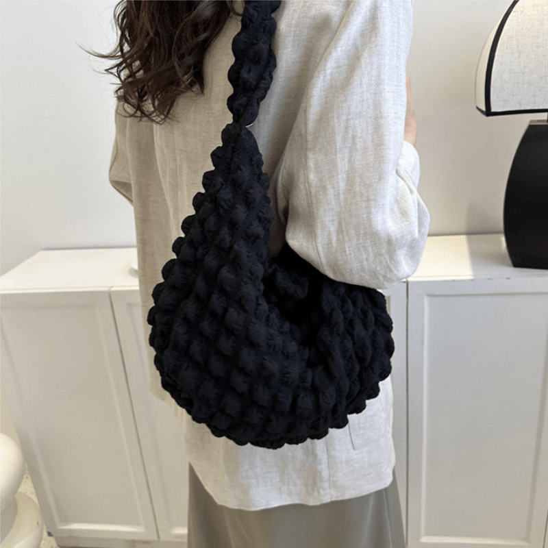Ruched Nylon Crossbody Bag Bubble Hobo