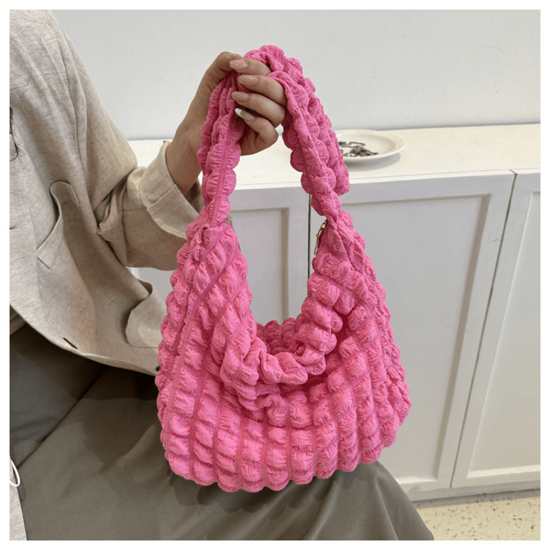 Ruched Nylon Crossbody Bag Bubble Hobo