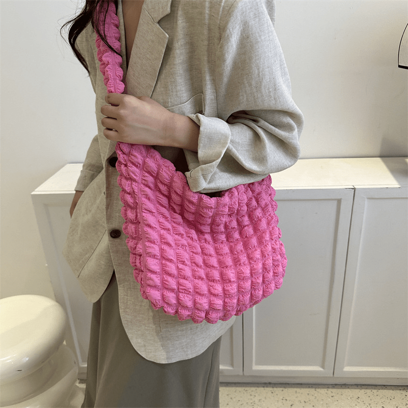 Ruched Nylon Crossbody Bag Bubble Hobo
