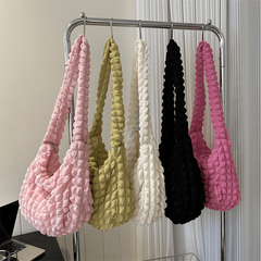 Ruched Nylon Crossbody Bag Bubble Hobo