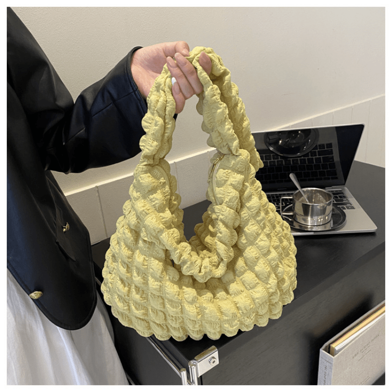 Ruched Nylon Crossbody Bag Bubble Hobo