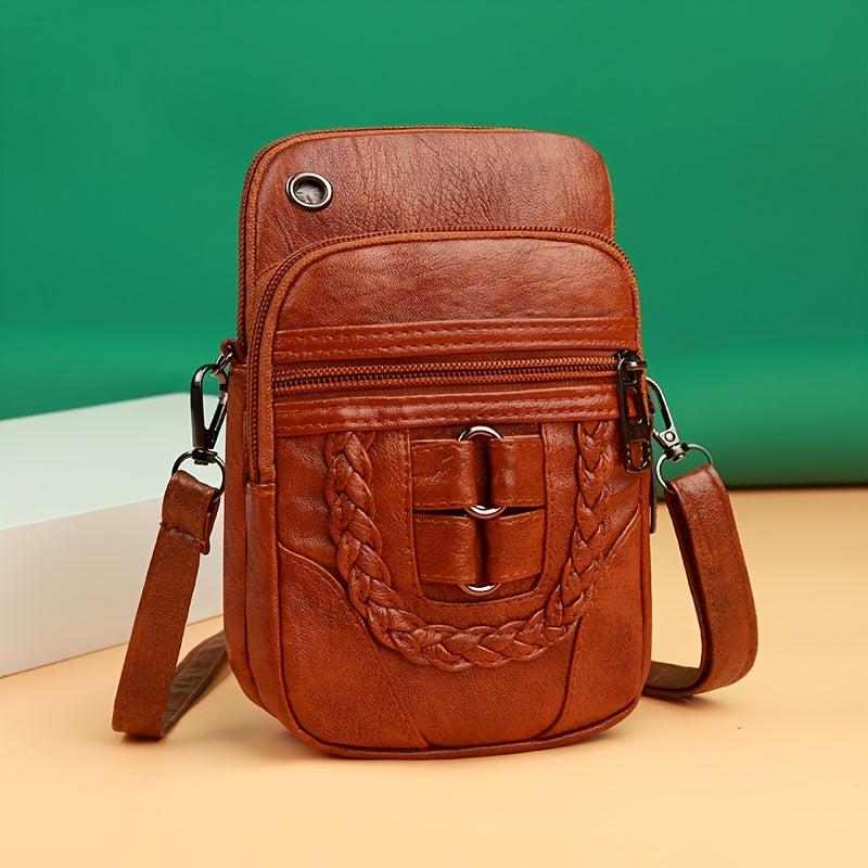 Retro Style Phone Bag Coin Purse Zipper Shoulder Bag