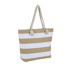 Stripe Canvas Beach Shoulder Bag Casual Travel Tote Bag Women's Versatile
