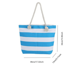 Stripe Canvas Beach Shoulder Bag Casual Travel Tote Bag Women's Versatile