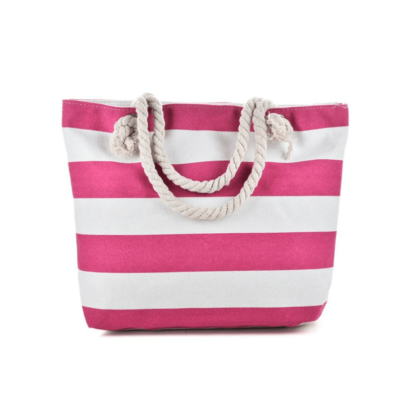 Stripe Canvas Beach Shoulder Bag Casual Travel Tote Bag Women's Versatile