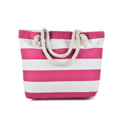 Stripe Canvas Beach Shoulder Bag Casual Travel Tote Bag Women's Versatile