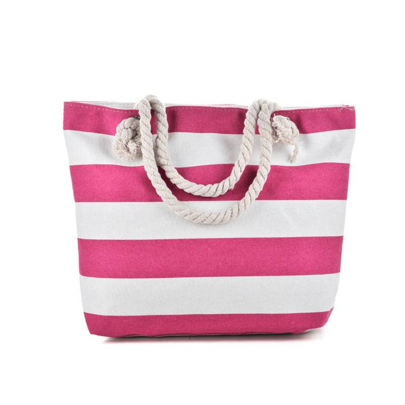 Stripe Canvas Beach Shoulder Bag Casual Travel Tote Bag Women's Versatile