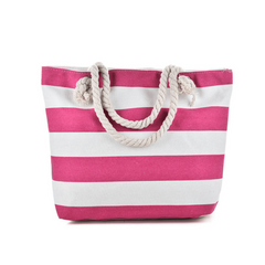 Stripe Canvas Beach Shoulder Bag Casual Travel Tote Bag Women's Versatile