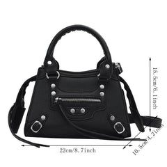 Y2K Hot Girls Motorcycle Handbags Studded Decor Crossbody Bag