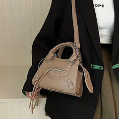 Y2K Hot Girls Motorcycle Handbags Studded Decor Crossbody Bag