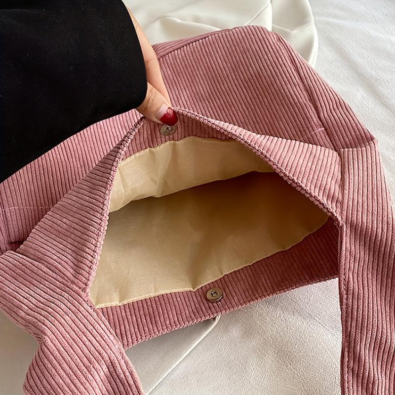 Large Capacity Corduroy Tote Bag Shoulder Shopping Underarm Bag