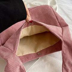 Large Capacity Corduroy Tote Bag Shoulder Shopping Underarm Bag