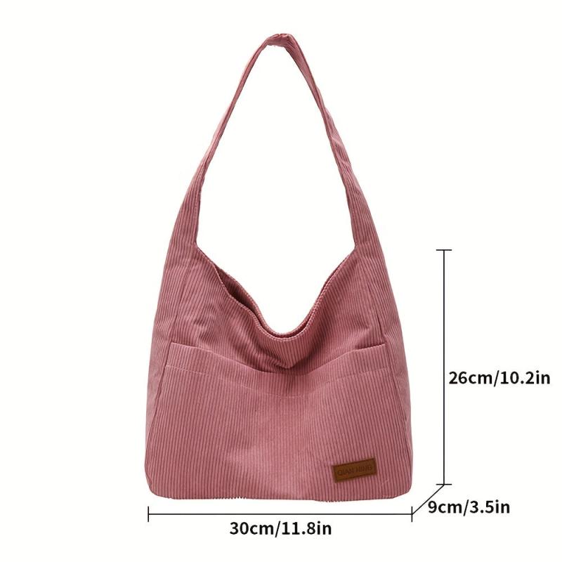 Large Capacity Corduroy Tote Bag Shoulder Shopping Underarm Bag