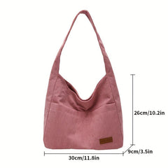 Large Capacity Corduroy Tote Bag Shoulder Shopping Underarm Bag