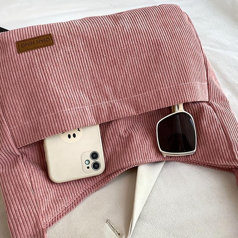 Large Capacity Corduroy Tote Bag Shoulder Shopping Underarm Bag