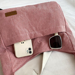 Large Capacity Corduroy Tote Bag Shoulder Shopping Underarm Bag
