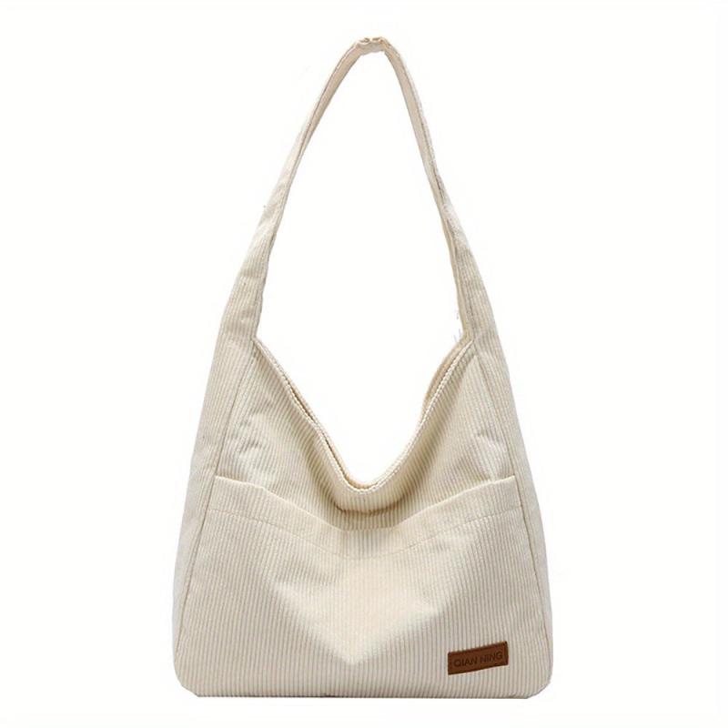 Large Capacity Corduroy Tote Bag Shoulder Shopping Underarm Bag