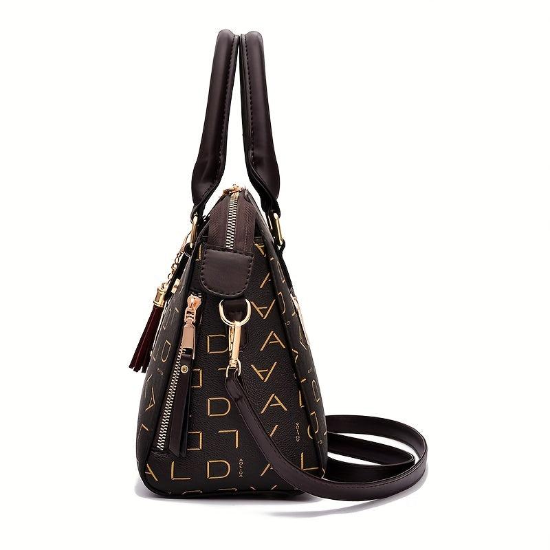 Pattern Tassel Cat Pendant Shoulder Bag Top Handle Crossbody Bag