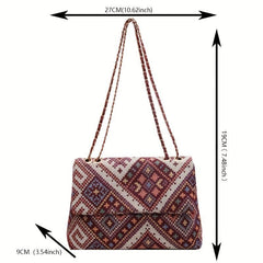 Vintage Geometric Pattern Shoulder Chain Crossbody Bag