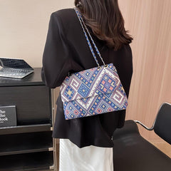 Vintage Geometric Pattern Shoulder Chain Crossbody Bag
