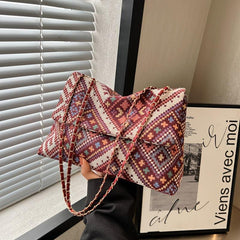 Vintage Geometric Pattern Shoulder Chain Crossbody Bag