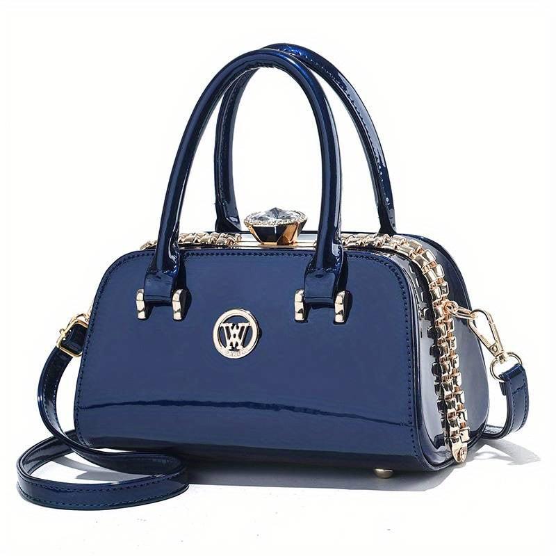 Rhinestone Decor Shoulder Bag PU Leather Crossbody Bag