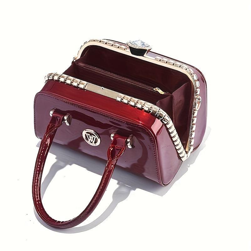 Rhinestone Decor Shoulder Bag PU Leather Crossbody Bag