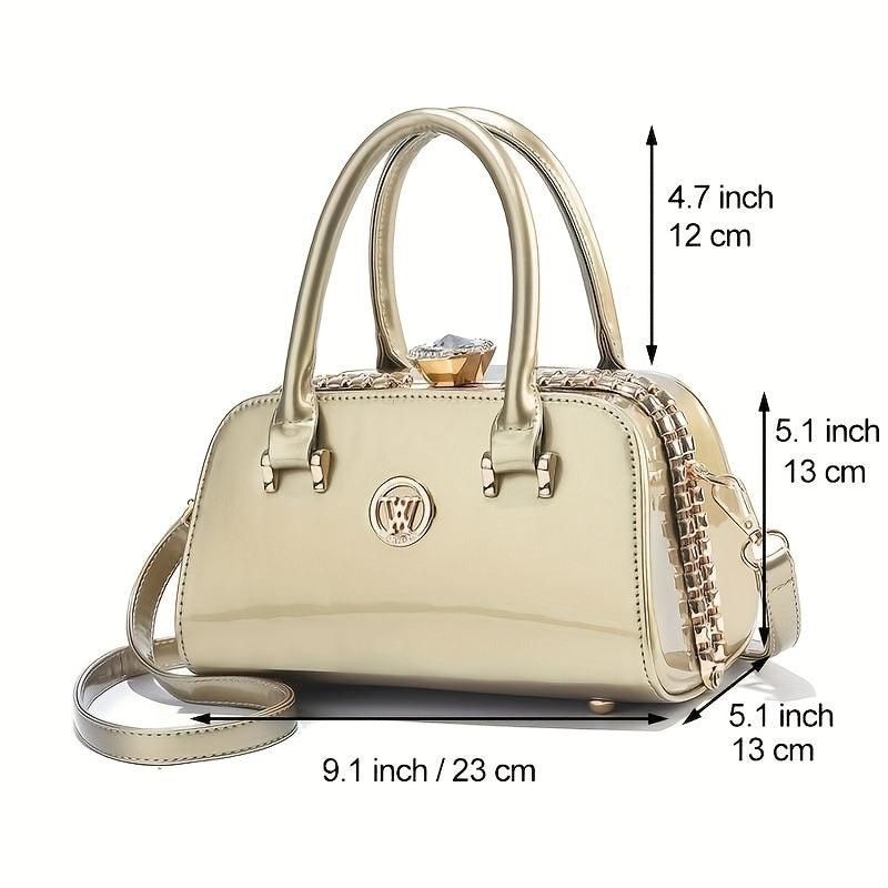 Rhinestone Decor Shoulder Bag PU Leather Crossbody Bag