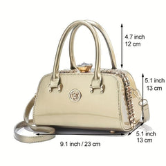 Rhinestone Decor Shoulder Bag PU Leather Crossbody Bag