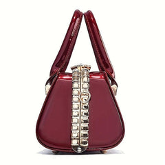 Rhinestone Decor Shoulder Bag PU Leather Crossbody Bag