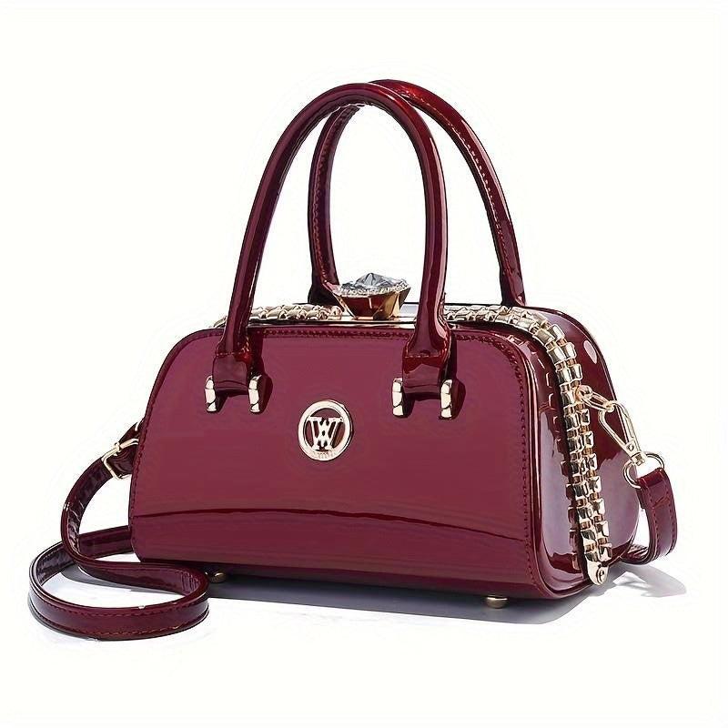 Rhinestone Decor Shoulder Bag PU Leather Crossbody Bag