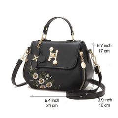 Floral Embroidery Crossbody Bag Women's Top Handle Flap Purse