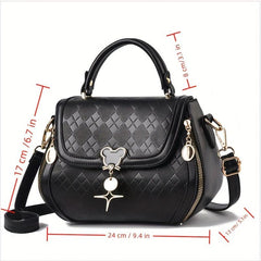 Plaid Pattern Top Handle Shoulder Bag Flap Crossbody Bag