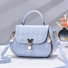 Plaid Pattern Top Handle Shoulder Bag Flap Crossbody Bag