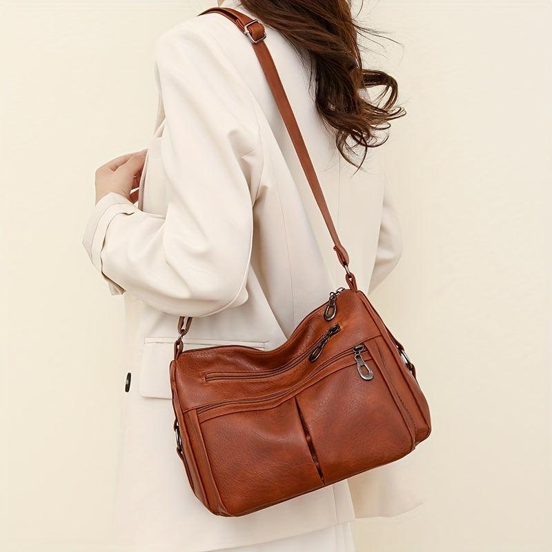 Vintage Style Shoulder Bag for Women, Vegan Leather Crossbody Purse