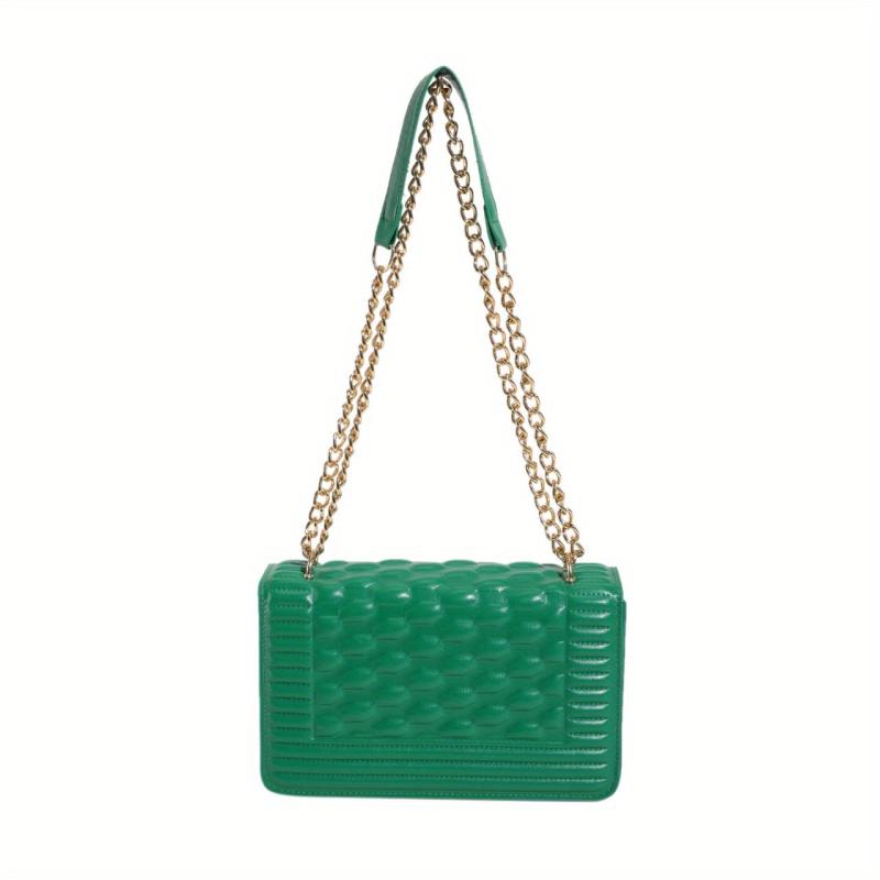 Embossed Pattern Square Shoulder Bag Chain Flap Casual Bag