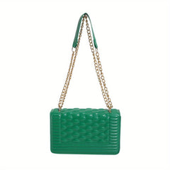 Embossed Pattern Square Shoulder Bag Chain Flap Casual Bag