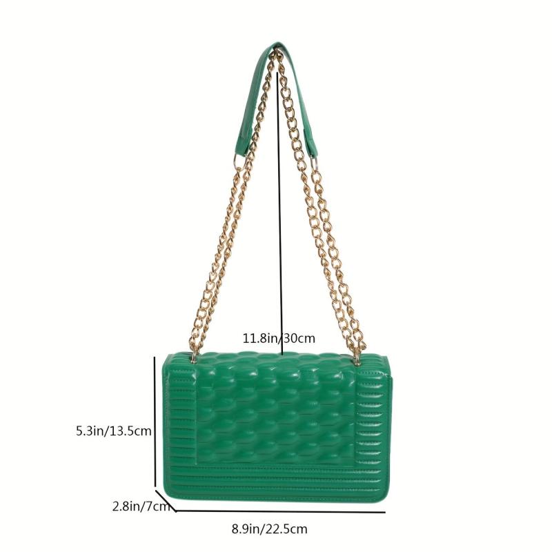 Embossed Pattern Square Shoulder Bag Chain Flap Casual Bag