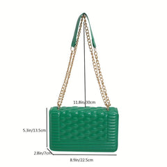Embossed Pattern Square Shoulder Bag Chain Flap Casual Bag