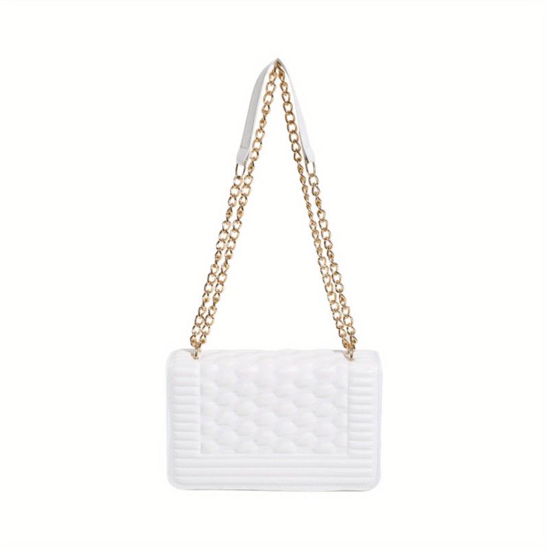 Embossed Pattern Square Shoulder Bag Chain Flap Casual Bag
