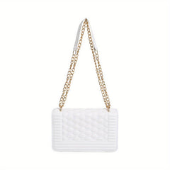 Embossed Pattern Square Shoulder Bag Chain Flap Casual Bag