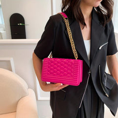 Embossed Pattern Square Shoulder Bag Chain Flap Casual Bag