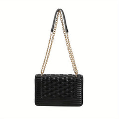 Embossed Pattern Square Shoulder Bag Chain Flap Casual Bag
