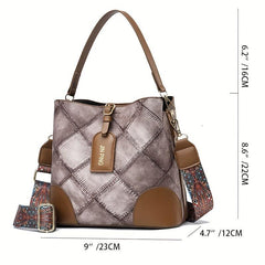 Vintage Plaid Pattern Storage Bucket Bag Classic Shoulder Bag
