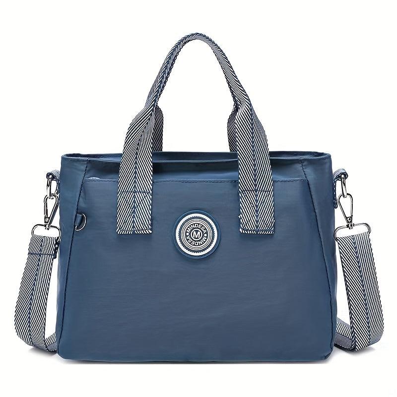 Letter Patch Decor Tote Bag Casual Nylon Crossbody Bag