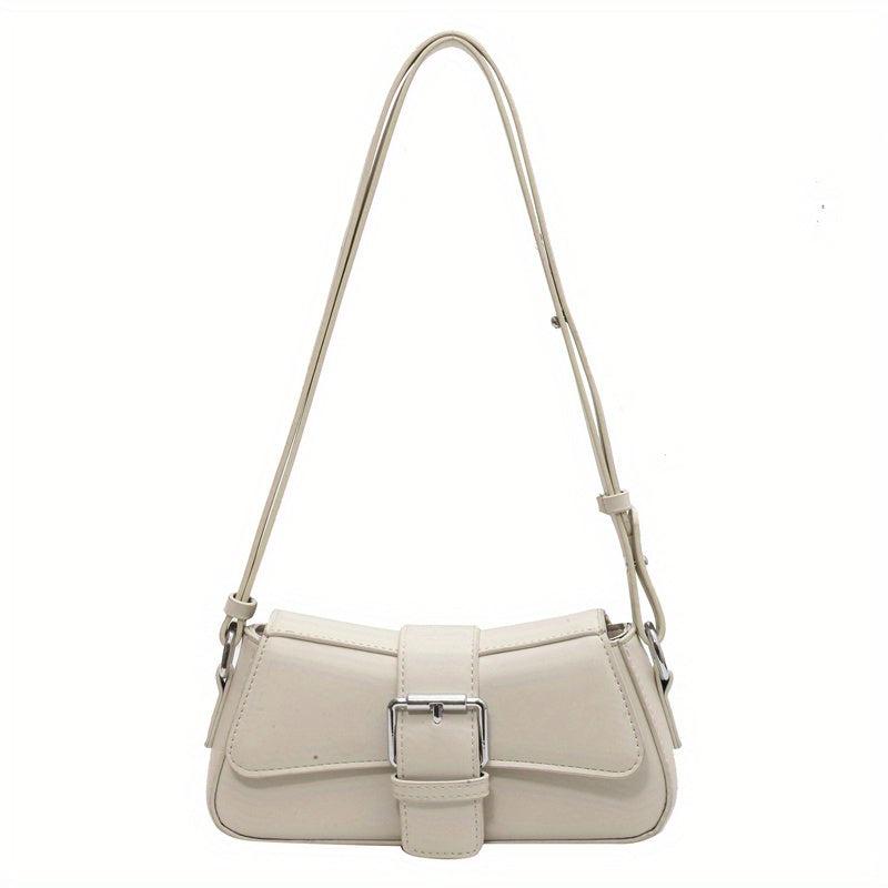 Minimalist Flap Shoulder Bag Solid Buckle Decor