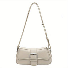 Minimalist Flap Shoulder Bag Solid Buckle Decor