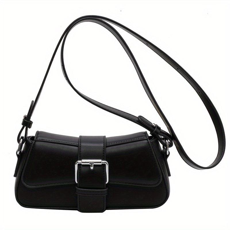 Minimalist Flap Shoulder Bag Solid Buckle Decor