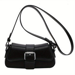 Minimalist Flap Shoulder Bag Solid Buckle Decor